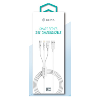 DEVIA cable SMART 3 en 1 MICRO, C, LIGHTNING